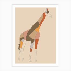 Giraffe - Boho, Line Art 8 Art Print