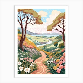 Te Araroa New Zealand Hike Illustration Art Print