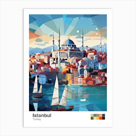 Istanbul, Turkey, Geometric Illustration 4 Poster Art Print