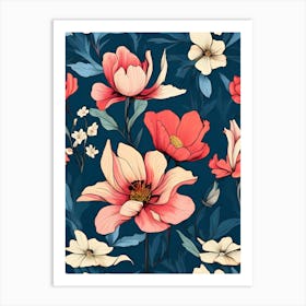 Seamless Floral Pattern 38 Art Print