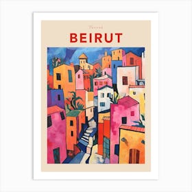 Beirut Lebanon 3 Fauvist Travel Poster Art Print