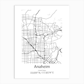 Anaheim,United States Minimalist Map Art Print