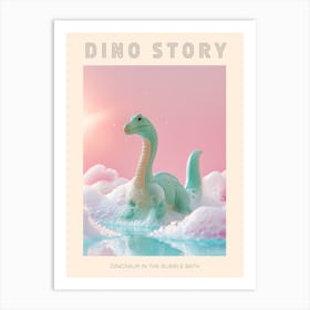 Pastel Toy Dinosaur In The Bubble Bath 1 Poster Art Print