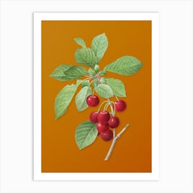 Vintage Cherry Botanical on Sunset Orange n.0288 Art Print