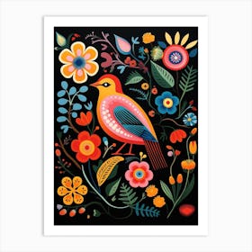 Folk Bird Illustration Robin 2 Art Print