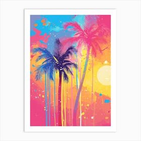 Palm Trees At Sunset Art Print