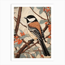 Art Nouveau Birds Poster Carolina Chickadee 3 Art Print