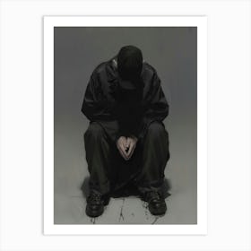 Man Sitting On The Ground Art Print