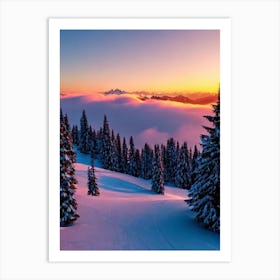 Gstaad, Switzerland Sunrise 1 Skiing Poster Art Print