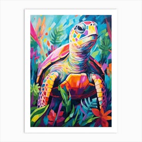 Brushstroke Sea Turtle In Ocean 1 Art Print