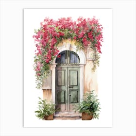 Rome, Italy   Mediterranean Doors Watercolour Painting 1 Art Print
