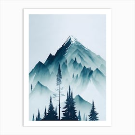 Mountain And Forest In Minimalist Watercolor Vertical Composition 329 Art Print