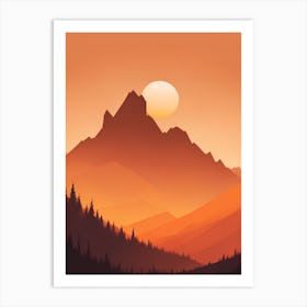 Misty Mountains Vertical Composition In Orange Tone 198 Art Print