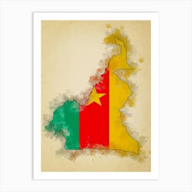 Cameroon Flag Vintage Art Print