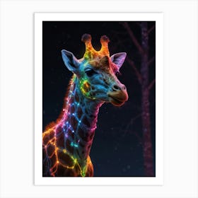 Giraffe With Lights Art Print