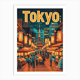 Aihrgdesign A 1970s Inspired Travel Poster For Tokyo 3 Art Print