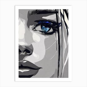 Portrait Of A Girl With Blue Eyes Art Print