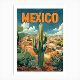 Mexico Cactus Vintage Travel Poster Art Print