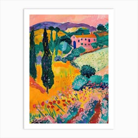 French Country Side Abstract Colourful Art Print