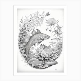 Karashigoi Koi 1, Fish Haeckel Style Illustastration Art Print