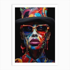 Woman With Colorful Paint On Her Face 1 Art Print