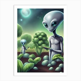 Aliens In Vegetable Garden Art Print