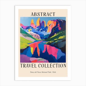 Abstract Travel Collection Poster Torres Del Paine National Park Chile 1 Art Print