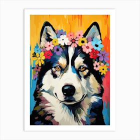 Siberian Husky Portrait With A Flower Crown, Matisse Painting Style 4 Art Print