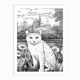 Royal Botanic Gardens Melbourne Australia, Cats Line Art 3 Art Print