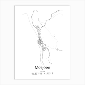 Mosjoen,Norway Minimalist Map Art Print