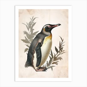 Adlie Penguin Dunedin Taiaroa Head Vintage Botanical Painting 4 Art Print