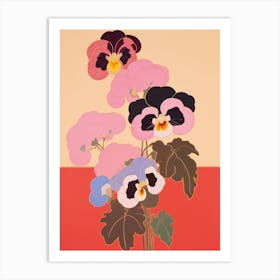 Pansies Flower Big Bold Illustration 3 Art Print