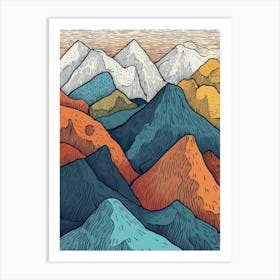 Colorful Mountain Landscape Art Print