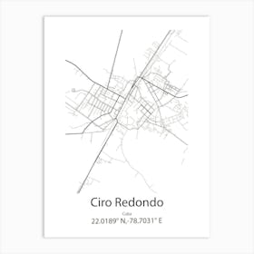 Ciro Redondo,Cuba Minimalist Map Art Print