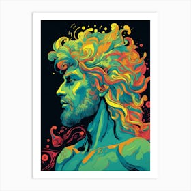 Vibrant Portrait Of Poseidon Art Print