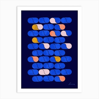 Blue Modern Pattern Art Print