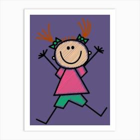 Little Girl Jumping Art Print