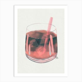 Pink Cocktail Watercolor Art Print