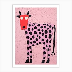 Pink Polka Dot Cow 1 Art Print