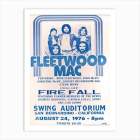 Fleetwood Mac And Fire Fall In San Bernardino California Concert Poster Art Print