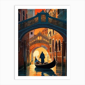 Canals of Venice ~ Italian Iconic Gondola Famous Bridges Travel Adventure Wall Decor Futuristic Sci-Fi Trippy Surrealism Modern Digital Mandala Awakening Fractals Spiritual Artwork Psychedelic Colorful Cubic Abstract Universe Art Print