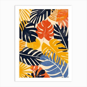 Botanical Tropical Leaves Groovy 21 Art Print