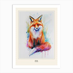Fox Colourful Watercolour 2 Poster Art Print