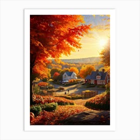 Autumnal Landscape Enhanced Saturation Leaves In Mid Fall Bright Sun Casting Dynamic Shadows Gli (7) Art Print