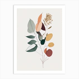 Eucalyptus Spices And Herbs Minimal Line Drawing 2 Art Print