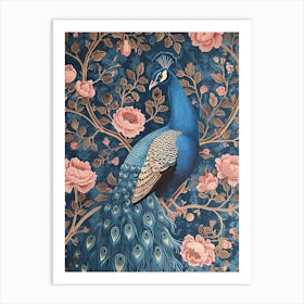 Floral Vintage Peacock Wallpaper Style 2 Art Print