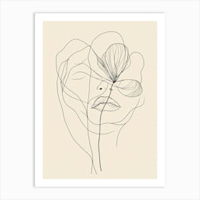 Line Drawing Of A Woman'S Face Art Print