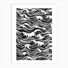 Waves In Black And White Art Print