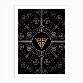 Geometric Glyph Abstract Radial Array in Glitter Gold on Black n.0049 Art Print