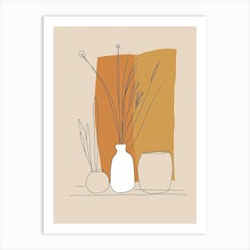 Marseille Botanical Garden Boho Line Art Art Print